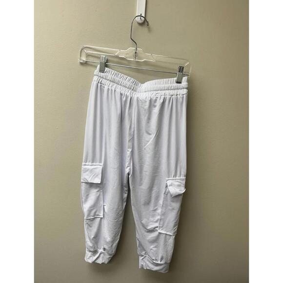 Always White Cargo Jogger Pants with Black Tie (S) - Picture 2 of 3